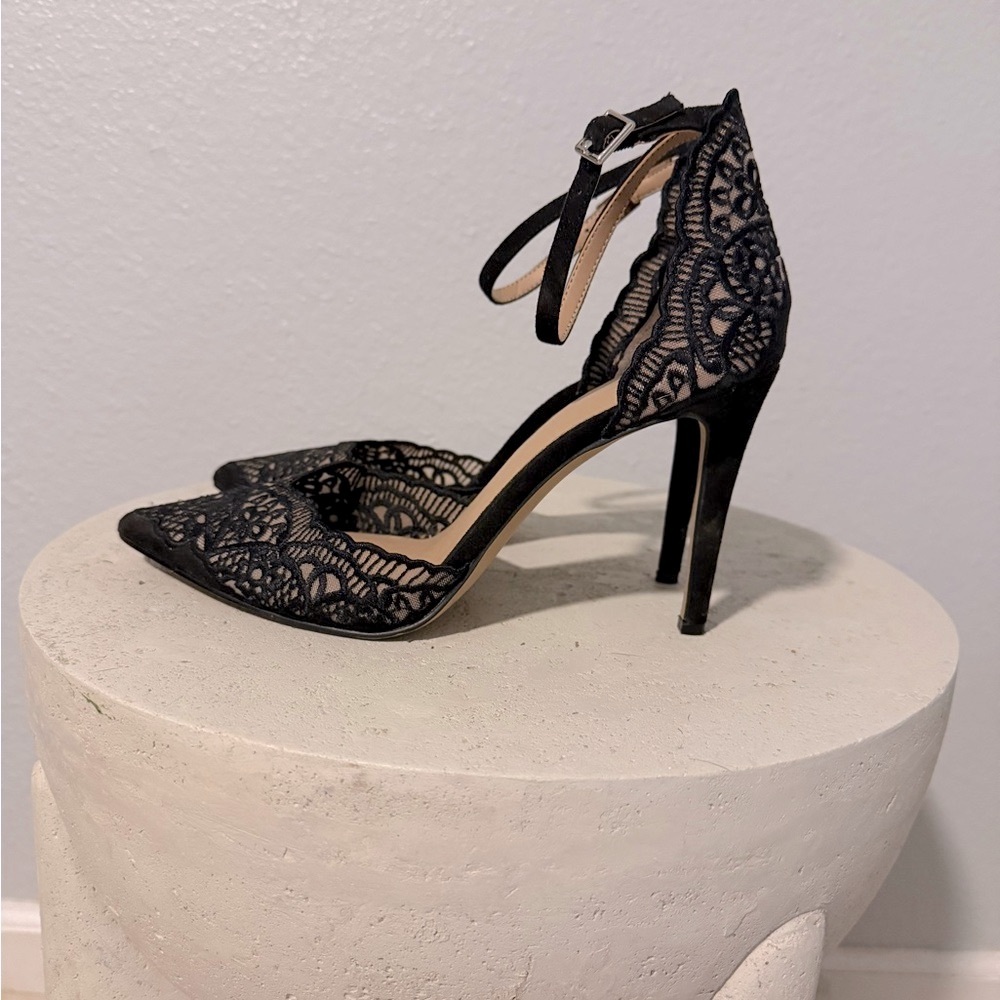 INC International Concepts Black Lace Heels